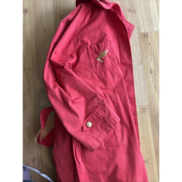 Vintage Dick Holthaus Rare Red Trench Coat Collectible Women’s Sm Gold Tone Wool - Picture 14 of 16